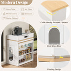 [VIDEO] TREXM Extendable Dining Table with Folding Tabletop, Bar Table with Drawers and Power Outlet, Kitchen Island with Wheels and Hooks, Sideboard for Kitchen and Dining Room (Creamy White+Natural)