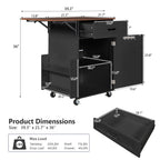K&K 39.3" Farmhouse Kitchen Island with Drop Leaf, Kitchen Storage Island with Open Side Rack, One Drawer, Towel Rack, Rolling Kitchen Cart with Lockable Wheels for Lawn Garden, Black