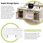67" Modern Executive Desk,Computer Desk with 2 Glass Doors Storage Cabinet and 3 Drawers, Rectangle Home Office Desk  ,Reading Desk,Writing Table,Workstation for Home Office,Living Room,Study,White
