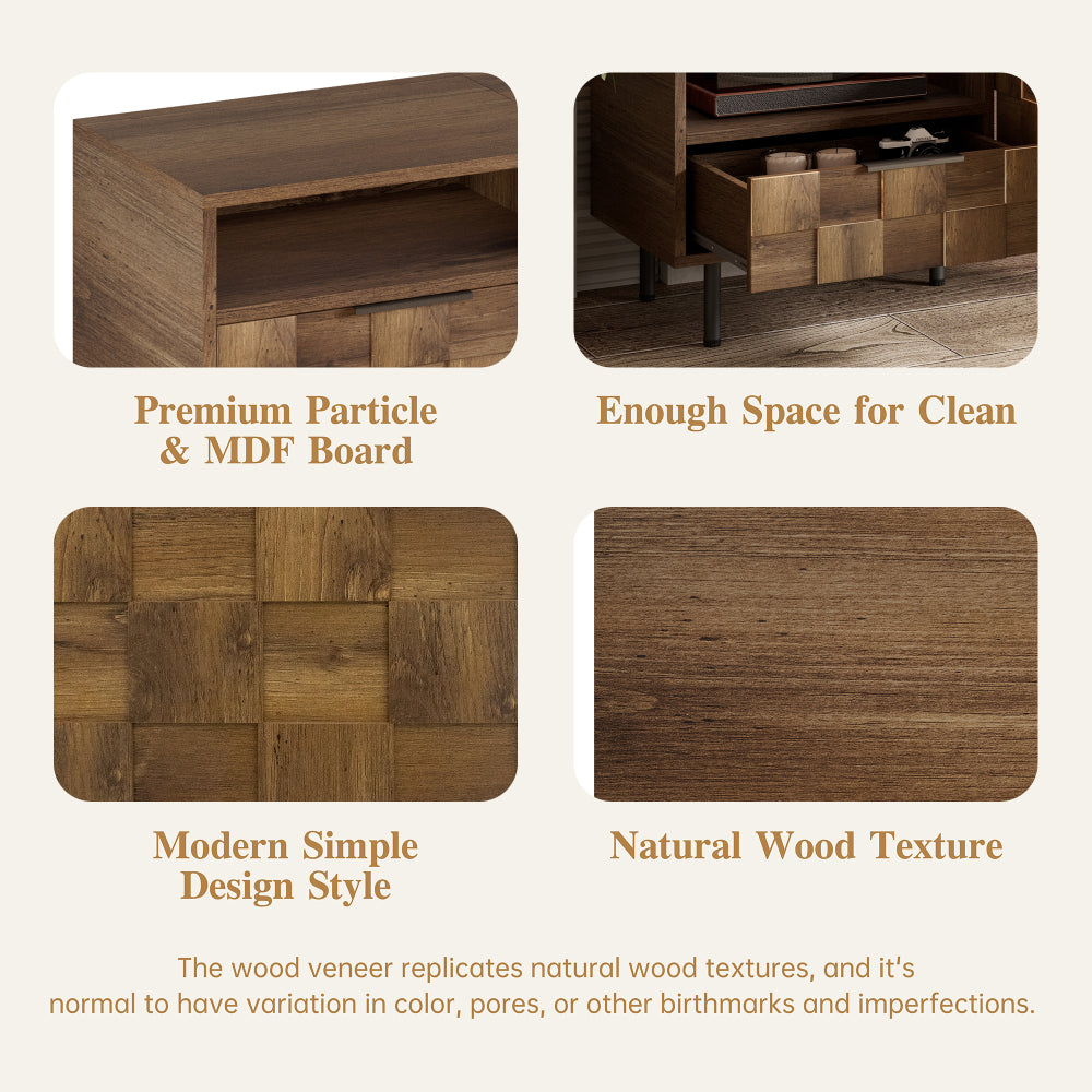 Mid Century TV Stand with 2 Drawers, Media Console Table for TVs up to 85'', Entertainment Center with Storage for Living room, Bedroom, Home Theatre