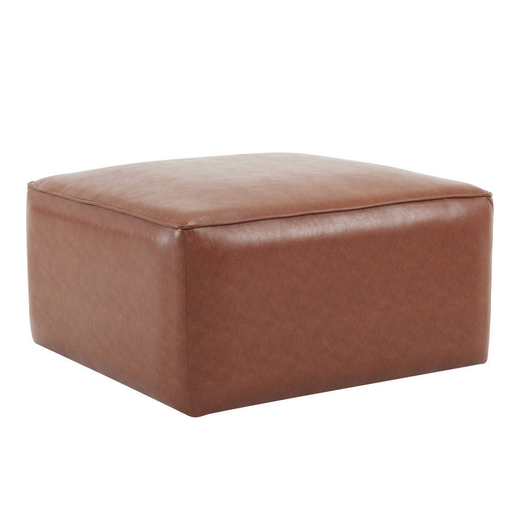 Upholstered Square PU Leather Ottoman,Brown (old sku N757P180768O)