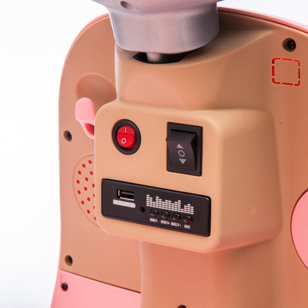 12V Two motors Kids Ride On Level Up Two-seater  Electric Motorcycle,Three-wheel Toy w/Music,Bluetooth,USB,Backseat flip adult seat,Portable Storage Hooks&Oversized  Trunk,LED Headlight  For Kids 3-6.