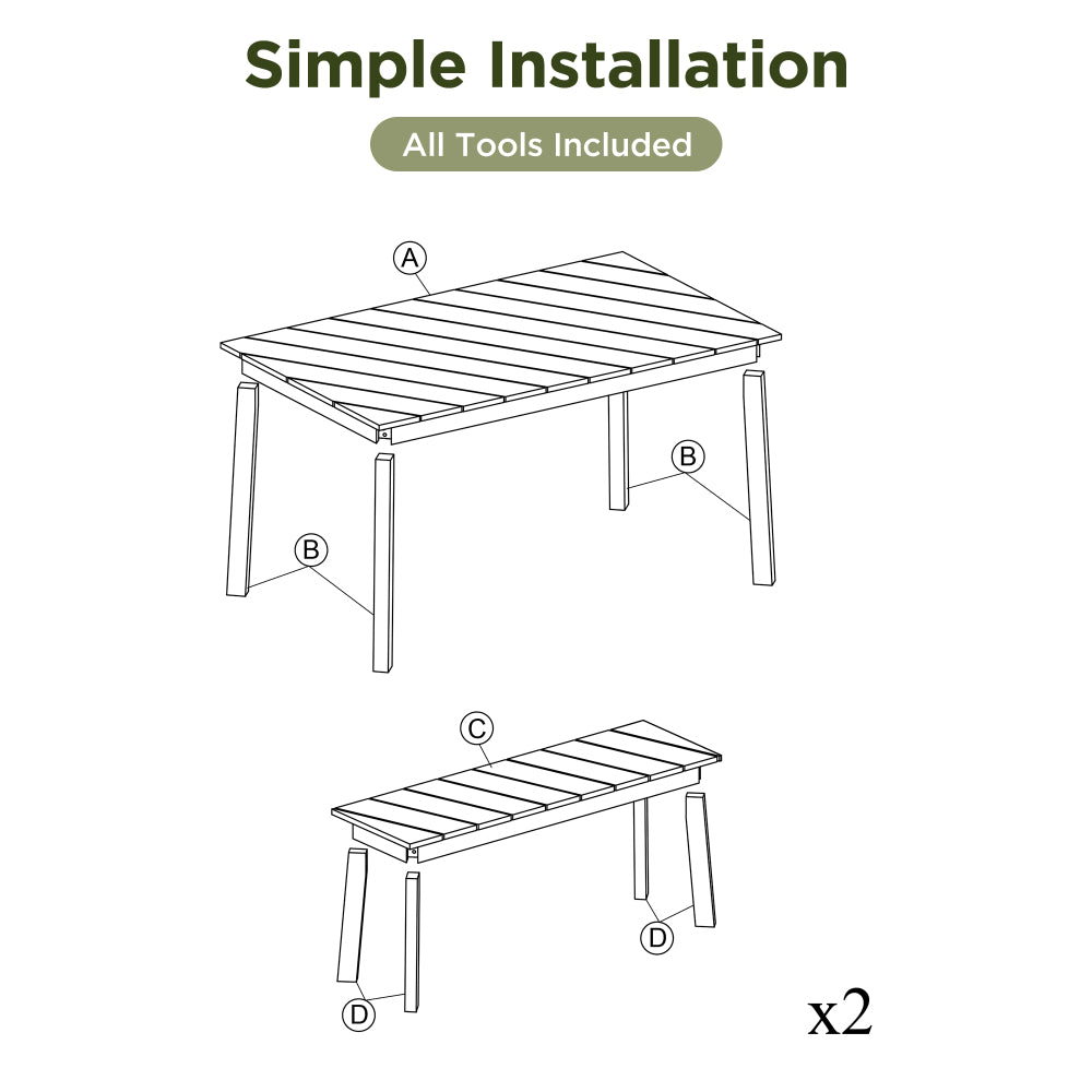 GO 3 Pieces Acacia Wood Table Bench Dining Set For Outdoor & Indoor Furniture With 2 Benches, Picnic Beer Table for Patio, Porch, Garden, Poolside, Natural