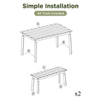 GO 3 Pieces Acacia Wood Table Bench Dining Set For Outdoor & Indoor Furniture With 2 Benches, Picnic Beer Table for Patio, Porch, Garden, Poolside, Natural