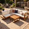 Outdoor 4pc Acacia Wood Sectional Patio Sofa Set (old sku N757S441724D)