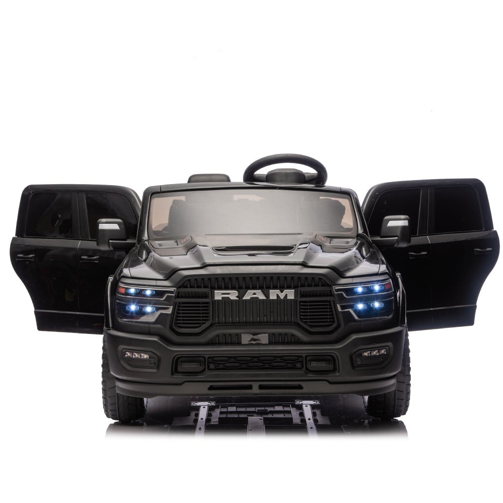 24V 160W Officially Licensed Dodge RAM 2500 Design 2-seater Kids Ride On Truck,W/ Remote Control,W/2WD&4-Wheel Suspension,Storage Space&High Door Design,Built-in Music&Bluetooth,USB/MP3 Port for 3-6