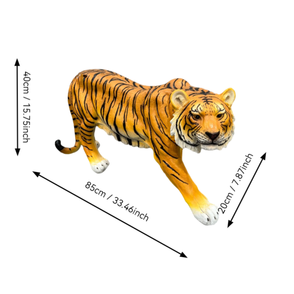 15.75" H x 33.46" L x 7.87" W Simulated Black Tiger Resin Garden Statue, Indoor & Outdoor Decorative Ornament, Lawn & Courtyard Art Craft, Unique Gift for Home & Garden