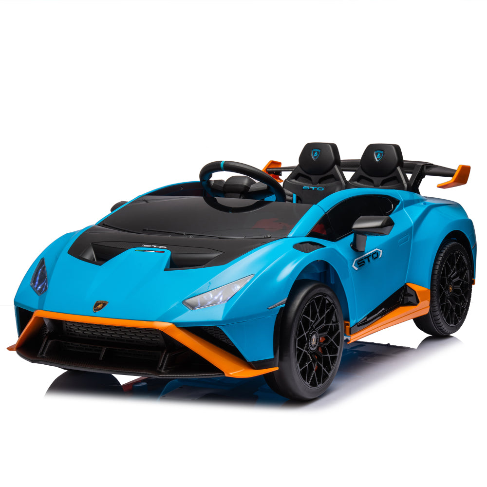 Lamborghini Huracan Sto 24V Kids Electric Ride-On Drift Car: Speeds 1.86-5.59 MPH, Ages 3-6, Foam Front Wheels, 360° Spin, LED Lights, Dynamic Music, Early Learning, USB Port, Drift Feature