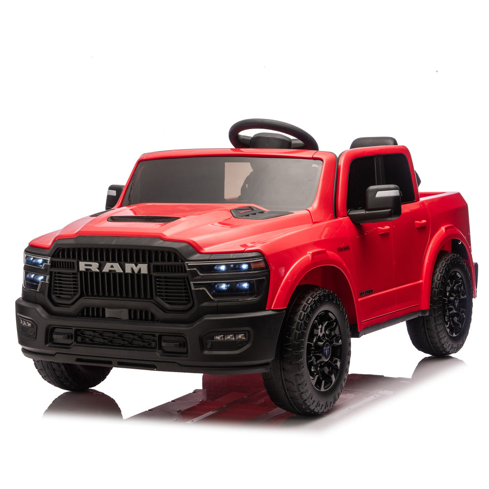 24V 160W Officially Licensed Dodge RAM 2500 Design 2-seater Kids Ride On Truck,W/ Remote Control,W/2WD&4-Wheel Suspension,Storage Space&High Door Design,Built-in Music&Bluetooth,USB/MP3 Port for 3-6