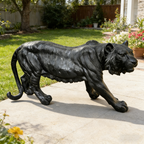 15.75" H x 33.46" L x 7.87" W Simulated Black Tiger Resin Garden Statue, Indoor & Outdoor Decorative Ornament, Lawn & Courtyard Art Craft, Unique Gift for Home & Garden