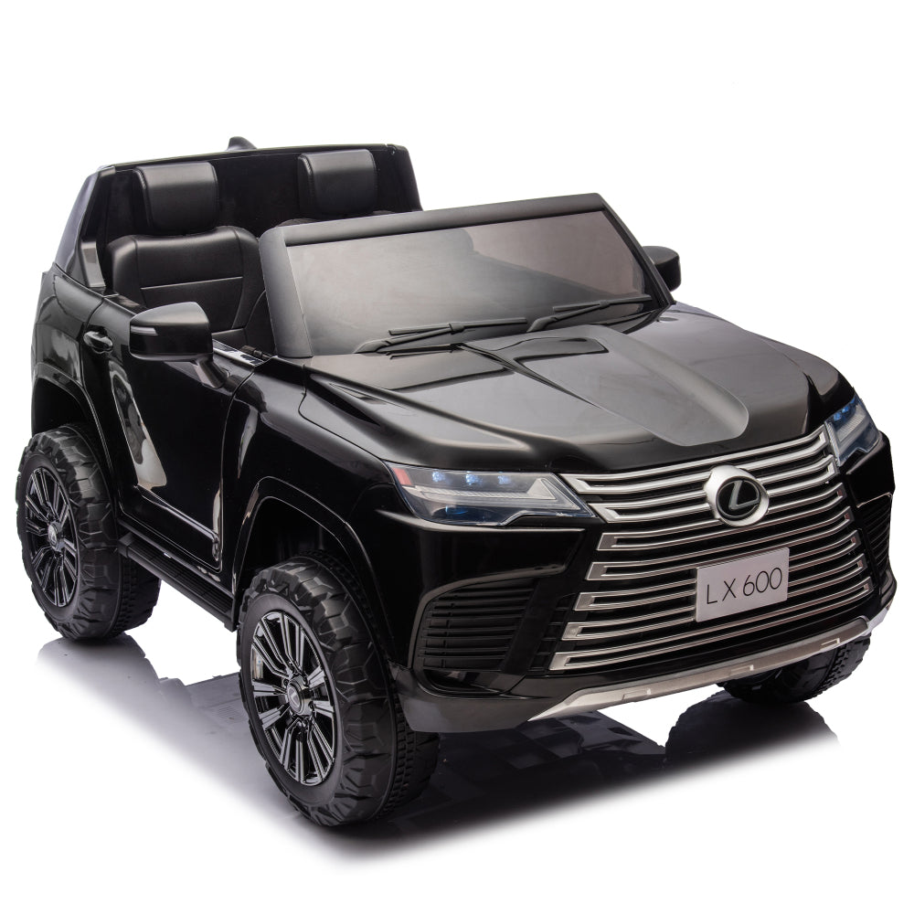 Licensed LEXUS LX600 24V Two-seater Kids Ride On Car W/Parents Control,Seat width 20 inches,2WD,Four-wheel suspension,Bluetooth,MP3,Music,Adjustable volume,Power display,Speeds 1.86-3.11MPH For Kids.