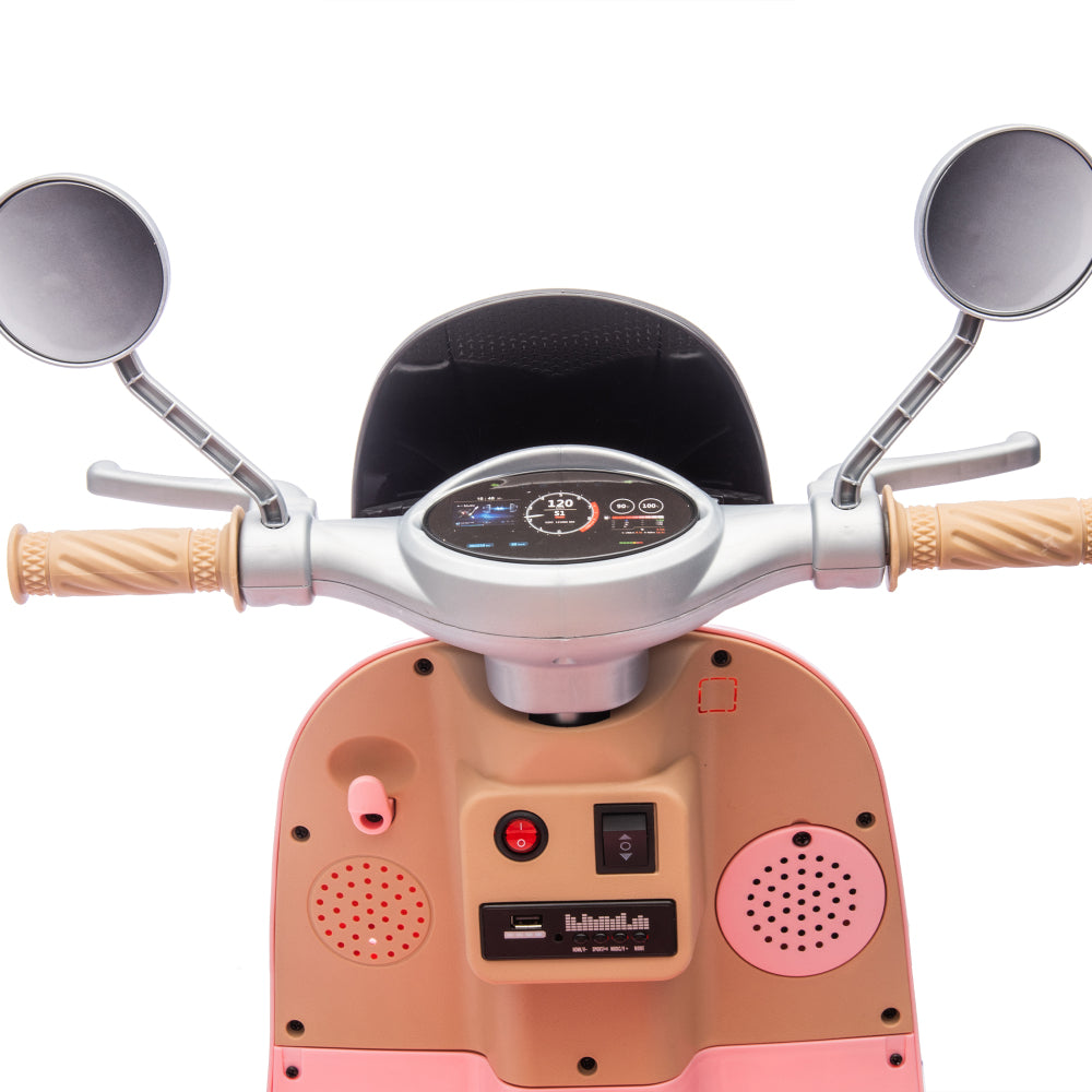 12V Two motors Kids Ride On Level Up Two-seater  Electric Motorcycle,Three-wheel Toy w/Music,Bluetooth,USB,Backseat flip adult seat,Portable Storage Hooks&Oversized  Trunk,LED Headlight  For Kids 3-6.