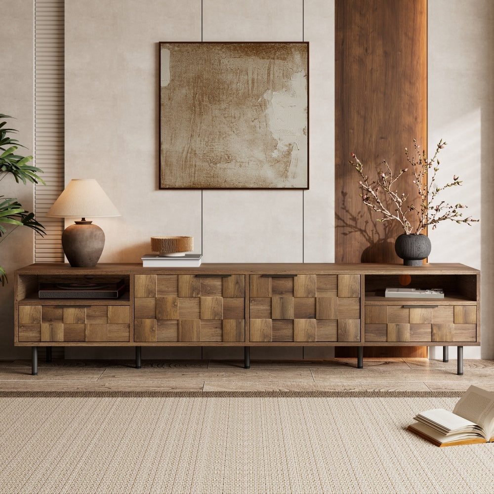 Mid Century TV Stand with 2 Drawers, Media Console Table for TVs up to 85'', Entertainment Center with Storage for Living room, Bedroom, Home Theatre