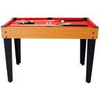 5-in-1 Multi-Game Table - Billiards, Push Hockey, Foosball, Ping Pong, and Basketball  brown/red