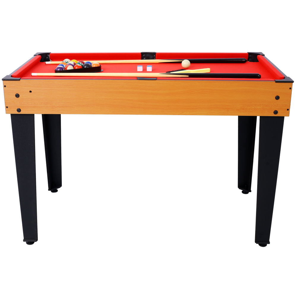 5-in-1 Multi-Game Table - Billiards, Push Hockey, Foosball, Ping Pong, and Basketball  brown/red