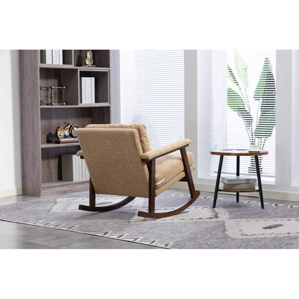 Mid Century Modern Accent Chair ,rocking chair with Wood Frame, Upholstered Living Room Chairs , Reading Armchair for Bedroom Sunroom