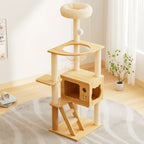 30.7" Modern Cat Tree Tower with Mushroom-Themed Cat House and Sisal Scratching Posts, Suitable for Indoor Use and Multi-Cat Households