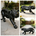 15.75" H x 33.46" L x 7.87" W Simulated Black Tiger Resin Garden Statue, Indoor & Outdoor Decorative Ornament, Lawn & Courtyard Art Craft, Unique Gift for Home & Garden