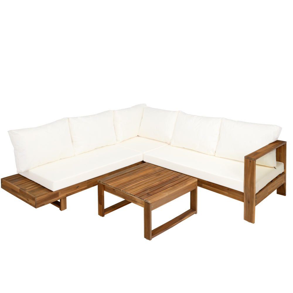 Outdoor 4pc Acacia Wood Sectional Patio Sofa Set (old sku N757S441724D)