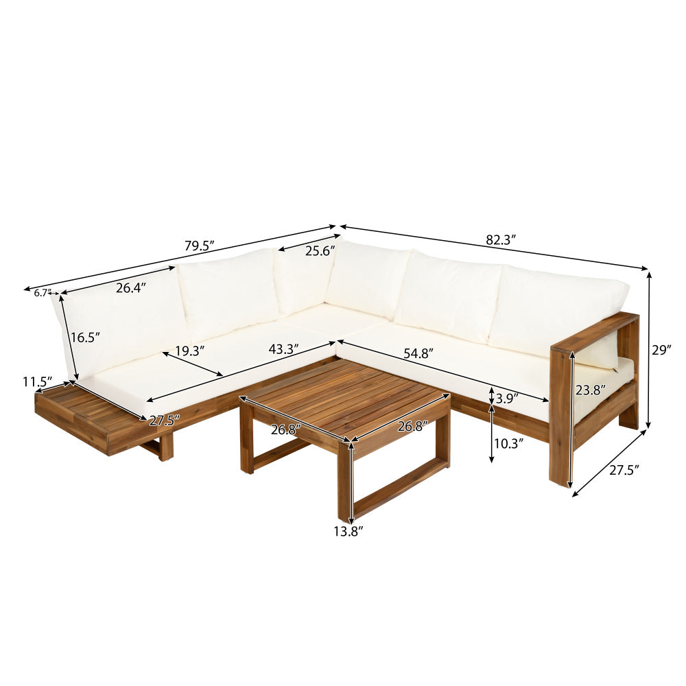 Outdoor 4pc Acacia Wood Sectional Patio Sofa Set (old sku N757S441724D)