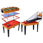 5-in-1 Multi-Game Table - Billiards, Push Hockey, Foosball, Ping Pong, and Basketball  brown/red