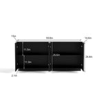 Sideboard Buffet Cabinet, 4 Doors Modern Accent Storage Sideboard, Luxurious Floor Cabinet Buffet with Freestanding Anti Dumping for Kitchen, Living Room, 59" Wide Rectangular Buffet Table(Black)
