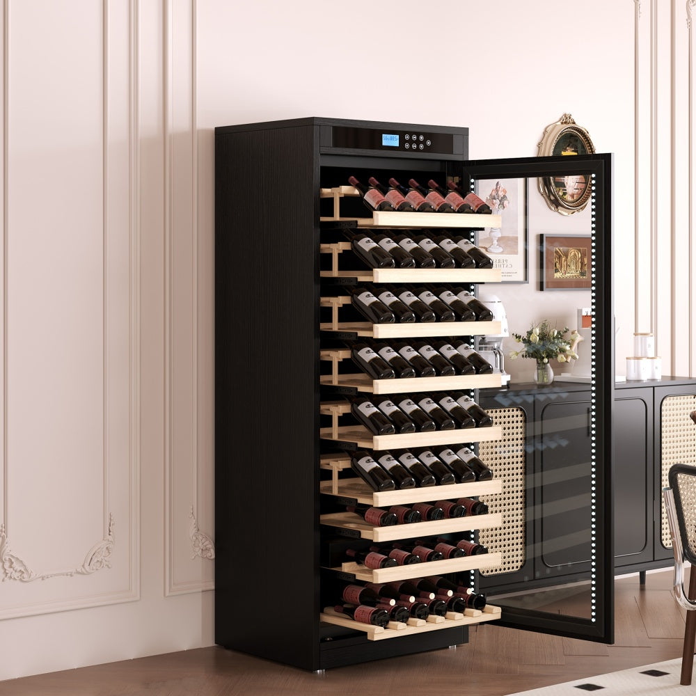 Intelligent Temperature-Controlled Multi-Tiered Black Grape Wine Cabinet
