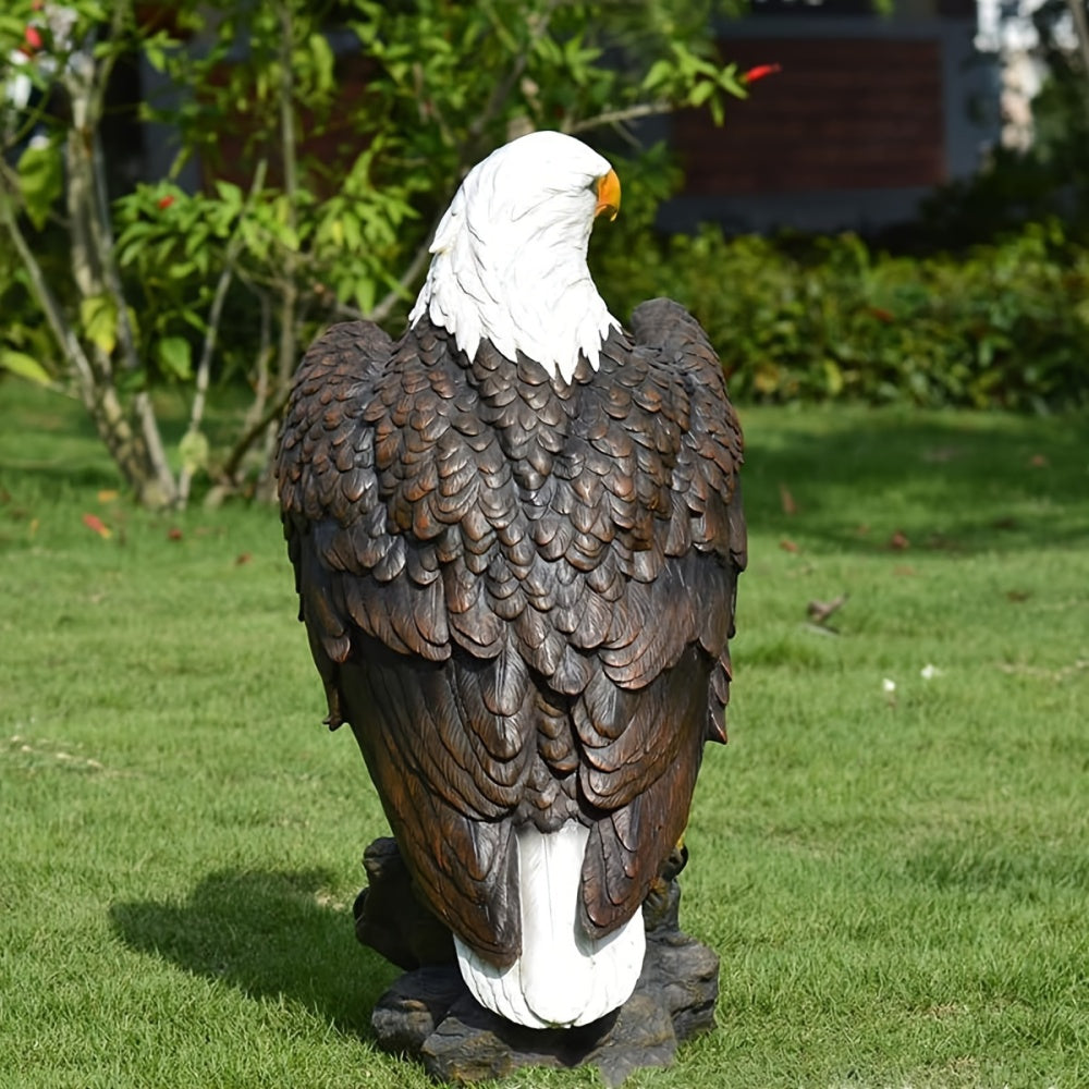 13" H x 24.4" L Large Standing Bald Eagle Garden Statue, Hand-Painted American Eagle Sculpture, Indoor & Outdoor Lawn Courtyard Decor, Patriotic Themed Ornament