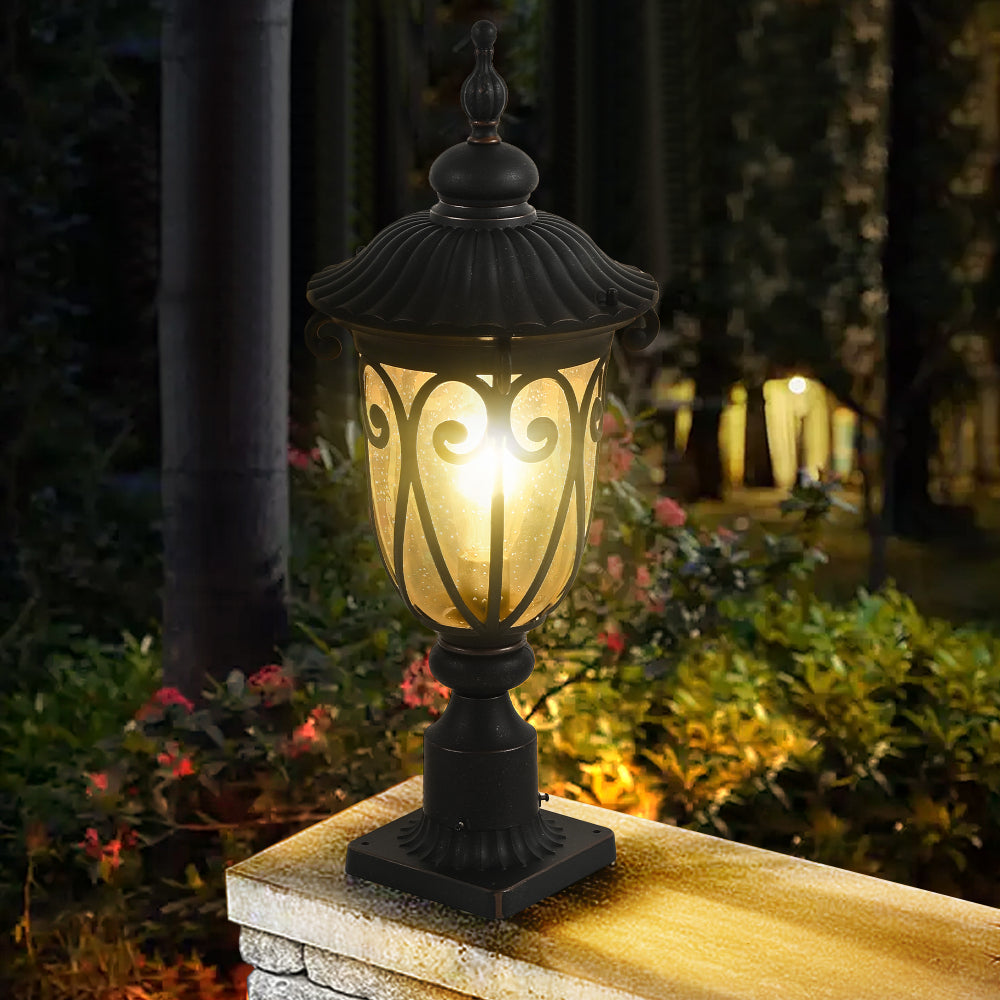 23"(H) 1-pack Classic Outdoor Wall Lantern, Black Vintage Wall Sconce with Bubble Glass, Weatherproof Exterior Light Fixture for Porch, Patio, and Entryway (Bulb Not Included)