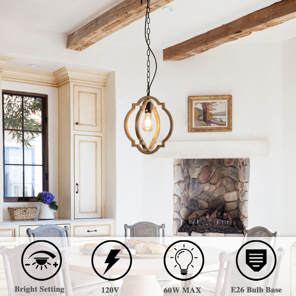 Farmhouse Chandelier, Retro Country Dining Room Lamp, Solid Wood Chandelier for Living room, Foyer and Dining room, Bulb Not Included