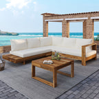Outdoor 4pc Acacia Wood Sectional Patio Sofa Set (old sku N757S441724D)