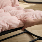 Outdoor Rocking Chair, Comfy Cushion, with Soft Thick Cushion,for Living Room, Bedroom, Reading Room, Black Frame with Pink Cushion