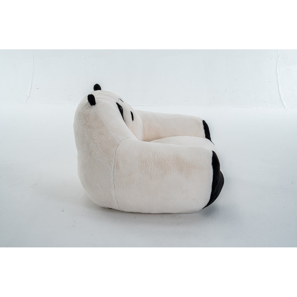 Panda-shaped beanbag chair, crafted from soft plush fabric, suitable for bedrooms, living rooms, and playrooms. Dimensions: 29.65 inches.