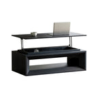43.3'' Lift Top Rectangle Coffee Table with Storage, Modern Wood Veneer MDF Coffee Table with Floating Tabletop, Convertible Rising Tabletop for Living Room, Home Office, Black