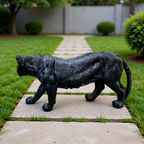 15.75" H x 33.46" L x 7.87" W Simulated Black Tiger Resin Garden Statue, Indoor & Outdoor Decorative Ornament, Lawn & Courtyard Art Craft, Unique Gift for Home & Garden