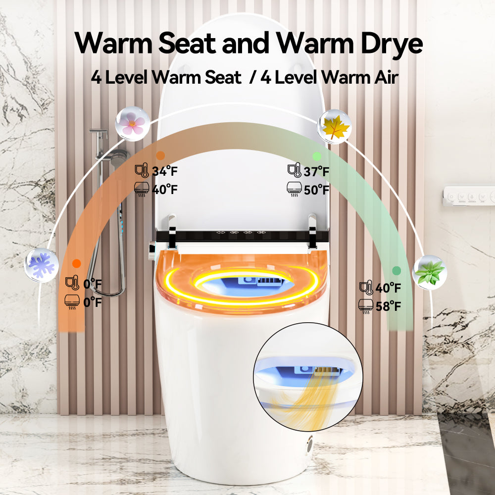 Smart Toilets with Heated Bidet Seat.Portable toilet with bidet built.Intelligent Toilet Auto Open/Close Seat. Bidet toilet with Dryer and Warm Water