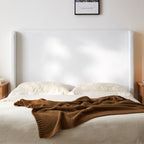 Carmen Upholstered Wingback Bed / Upholstered Platform Bed Frame / 52.3" High Headboard / Simplicity / Minimalist / No Box Spring Needed / Easy Assembly / King /  Coconut Micro Suede  /  No Noise