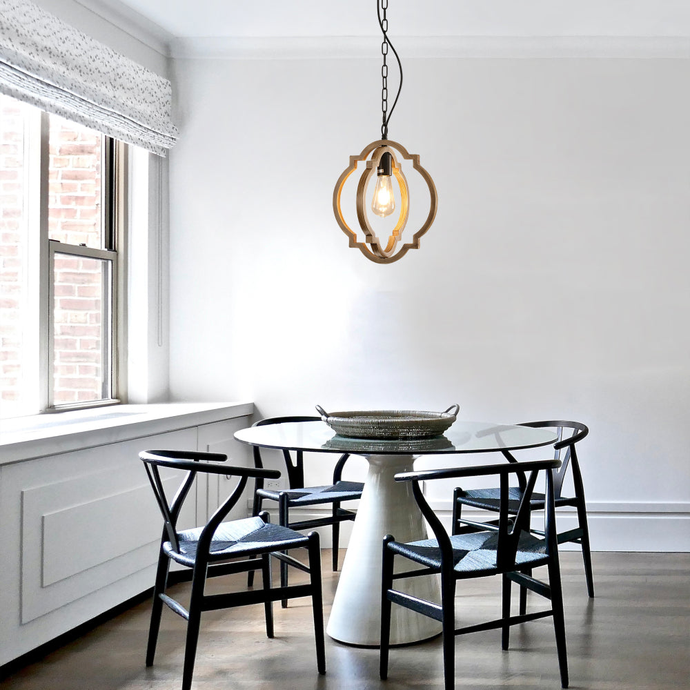 Farmhouse Chandelier, Retro Country Dining Room Lamp, Solid Wood Chandelier for Living room, Foyer and Dining room, Bulb Not Included