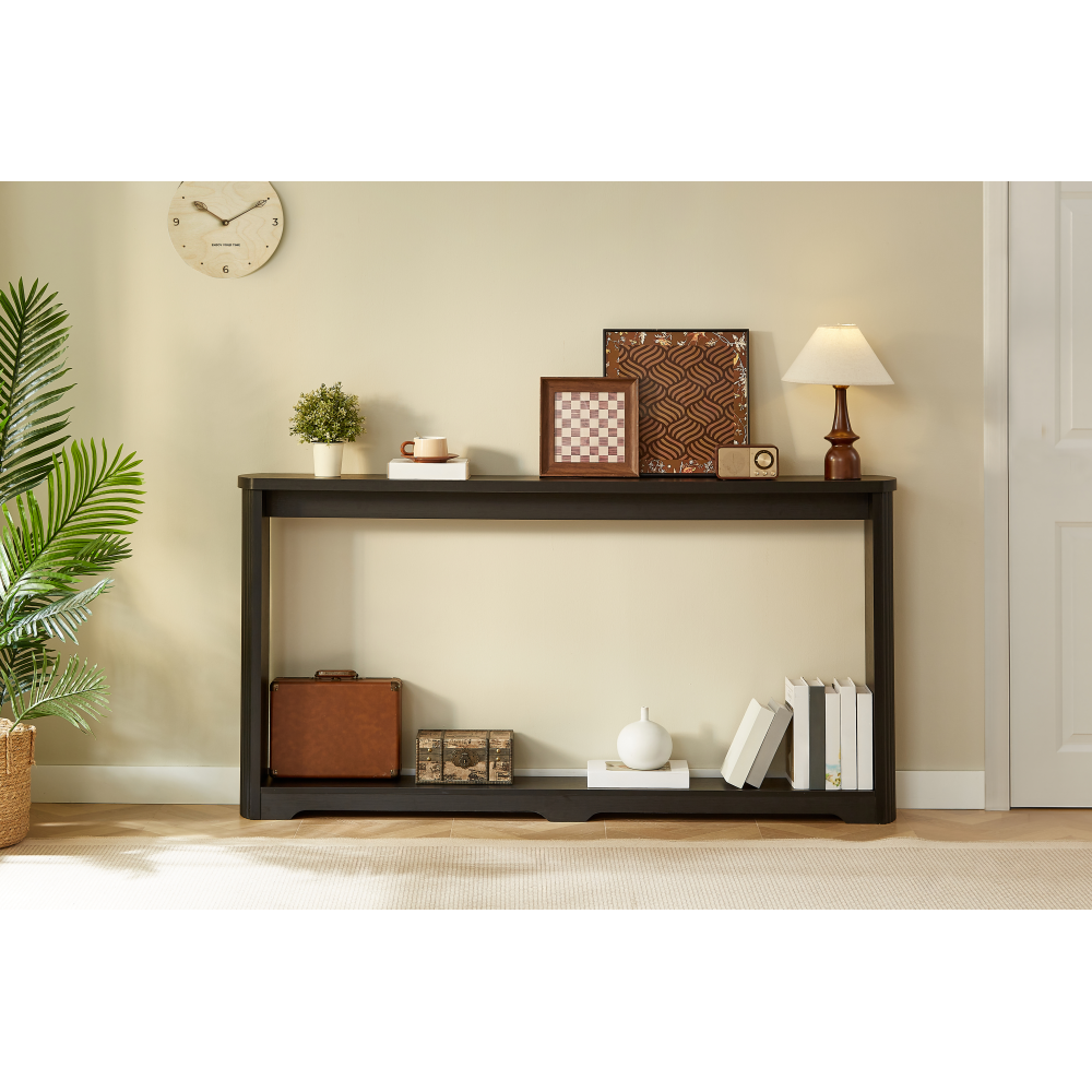 70.1"corrugated texture storage table for entranceways, narrow wooden console sofa table, can be placed behind the sofa, suitable for entranceways, corridors, and front door.Black.70.1"L*8.7"W*35.5"H
