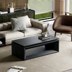 43.3'' Lift Top Rectangle Coffee Table with Storage, Modern Wood Veneer MDF Coffee Table with Floating Tabletop, Convertible Rising Tabletop for Living Room, Home Office, Black