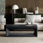 43.3'' Lift Top Rectangle Coffee Table with Storage, Modern Wood Veneer MDF Coffee Table with Floating Tabletop, Convertible Rising Tabletop for Living Room, Home Office, Black
