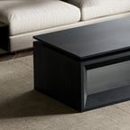 43.3'' Lift Top Rectangle Coffee Table with Storage, Modern Wood Veneer MDF Coffee Table with Floating Tabletop, Convertible Rising Tabletop for Living Room, Home Office, Black