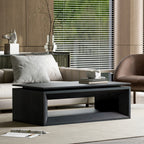 43.3'' Lift Top Rectangle Coffee Table with Storage, Modern Wood Veneer MDF Coffee Table with Floating Tabletop, Convertible Rising Tabletop for Living Room, Home Office, Black