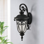 23"(H) 1-pack Classic Outdoor Wall Lantern, Black Vintage Wall Sconce with Bubble Glass, Weatherproof Exterior Light Fixture for Porch, Patio, and Entryway (Bulb Not Included)