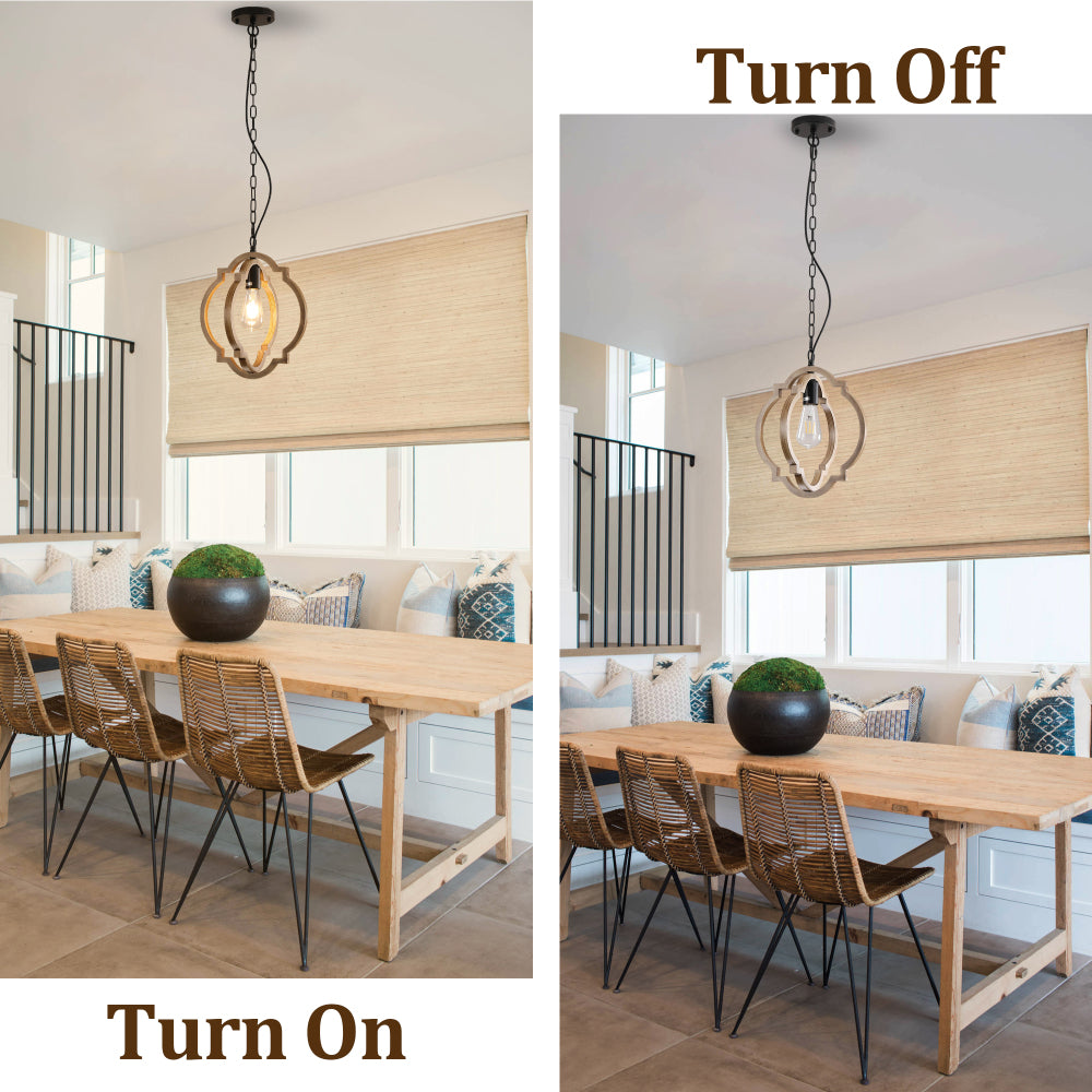 Farmhouse Chandelier, Retro Country Dining Room Lamp, Solid Wood Chandelier for Living room, Foyer and Dining room, Bulb Not Included