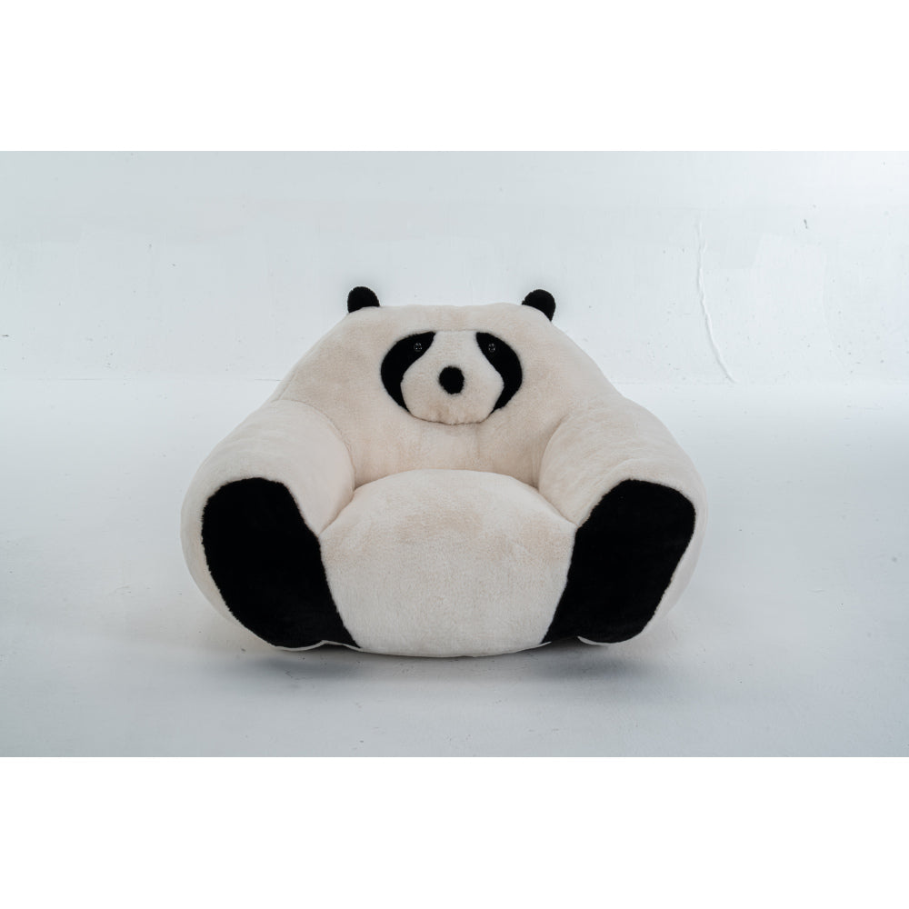 Panda-shaped beanbag chair, crafted from soft plush fabric, suitable for bedrooms, living rooms, and playrooms. Dimensions: 29.65 inches.