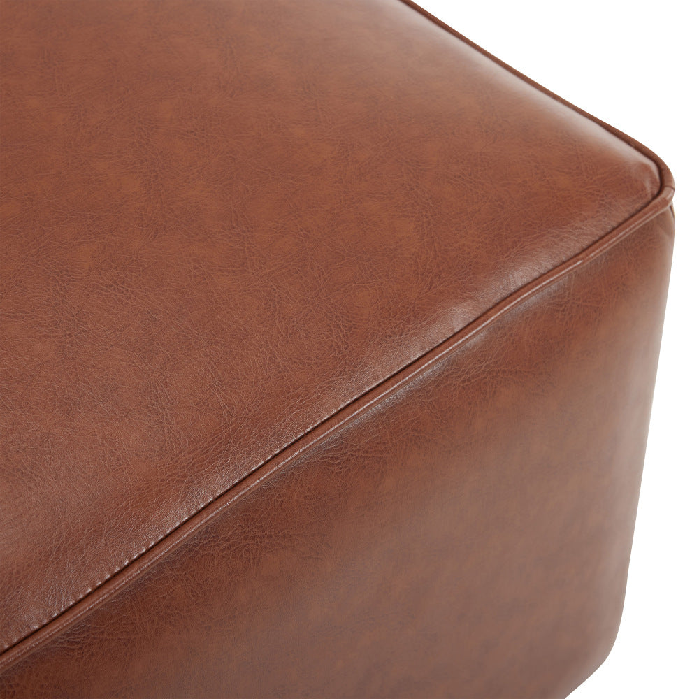 Upholstered Square PU Leather Ottoman,Brown (old sku N757P180768O)