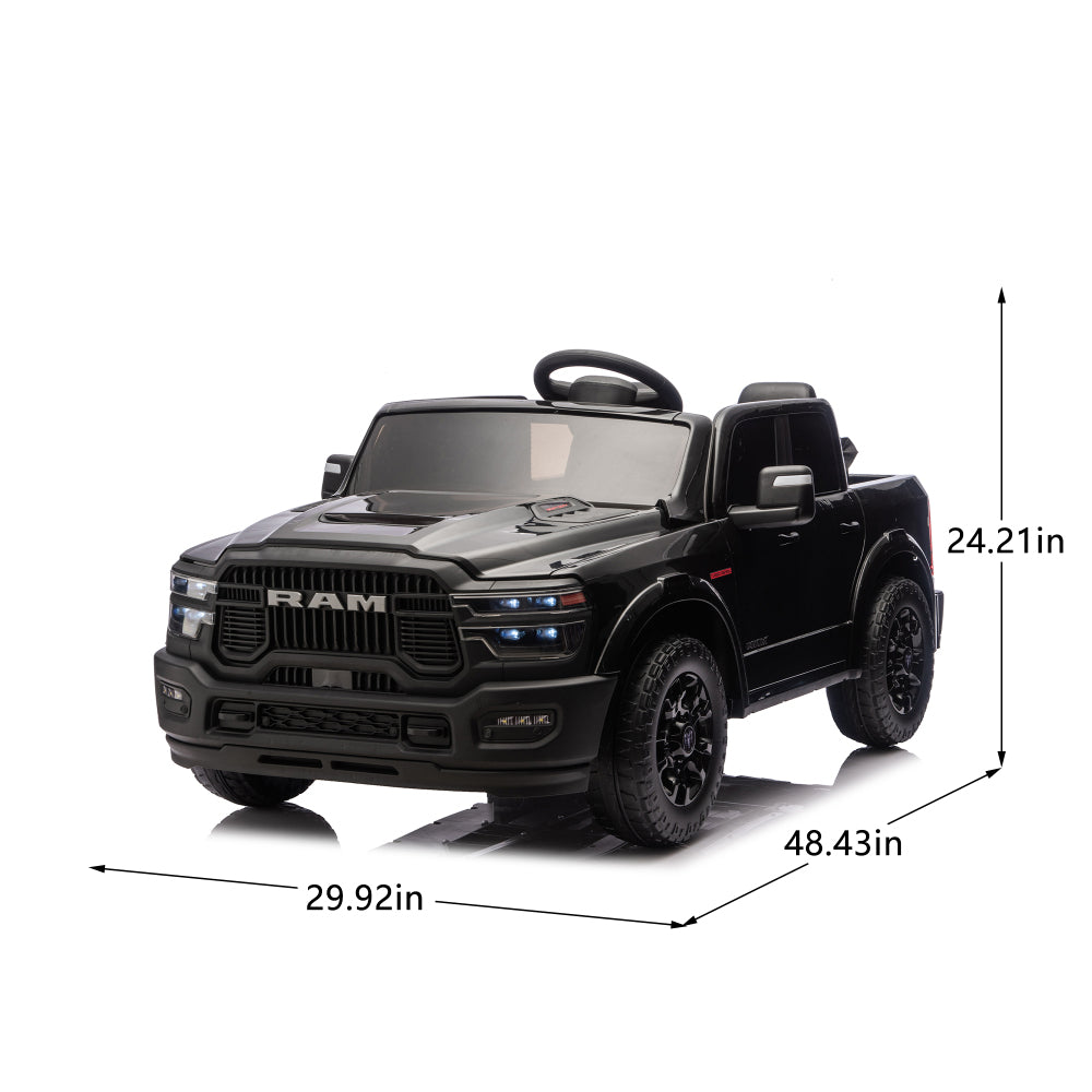24V 160W Officially Licensed Dodge RAM 2500 Design 2-seater Kids Ride On Truck,W/ Remote Control,W/2WD&4-Wheel Suspension,Storage Space&High Door Design,Built-in Music&Bluetooth,USB/MP3 Port for 3-6