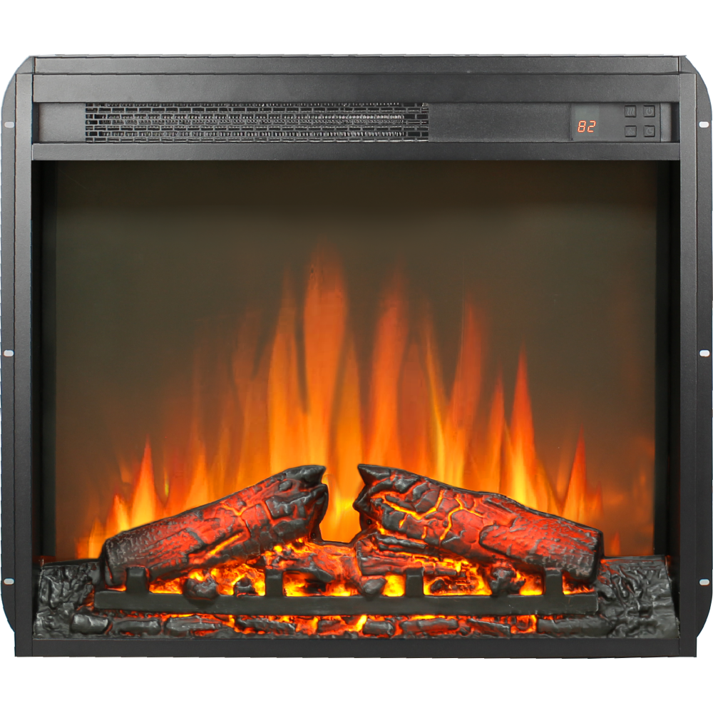 23 inch electric fireplace insert, ultra thin heater with log set & realistic flame, remote control with timer, overheating protection