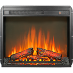 23 inch electric fireplace insert, ultra thin heater with log set & realistic flame, remote control with timer, overheating protection